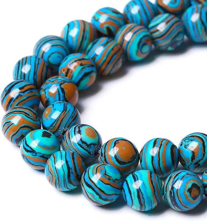 180PCS 4mm Blue Malachite Stone Beads Round Loose Gemstone Beads for Jewelry Making DIY Bracelet Necklace 32" 2 Strand,Energy Stone Healing Power