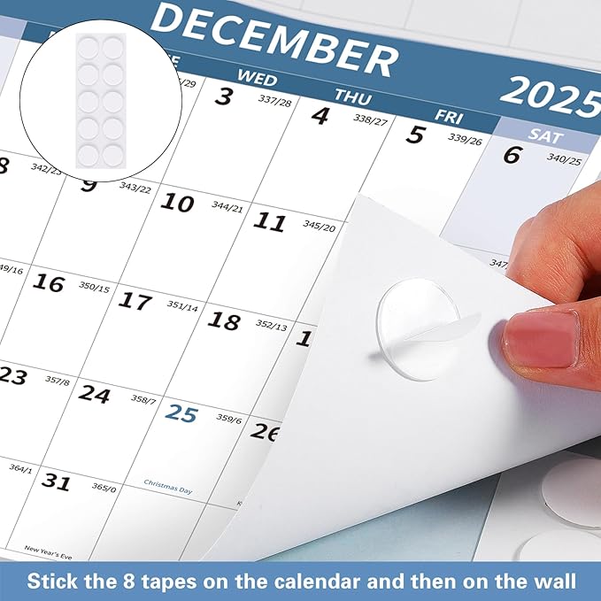 2025-2026 Wall Calendar 34.8" x 22.8" Large Vertical Yearly Wall Hanging Calenda with Julian Date from July 2025 to June 2026 Thick Paper Calendar 12 Month Annual Planner for Office Fridge(Blue)