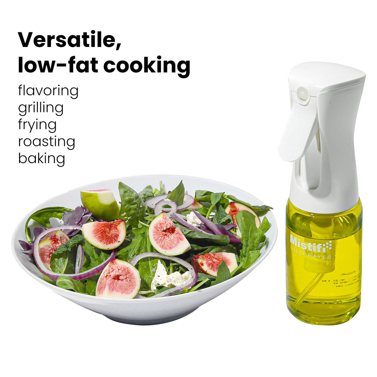 Mistifi Oliver Oil Sprayer for cooking, Spray bottle 6oz, Non-Aerosol Refillable Dispenser Oil Mister FS600 Less is More