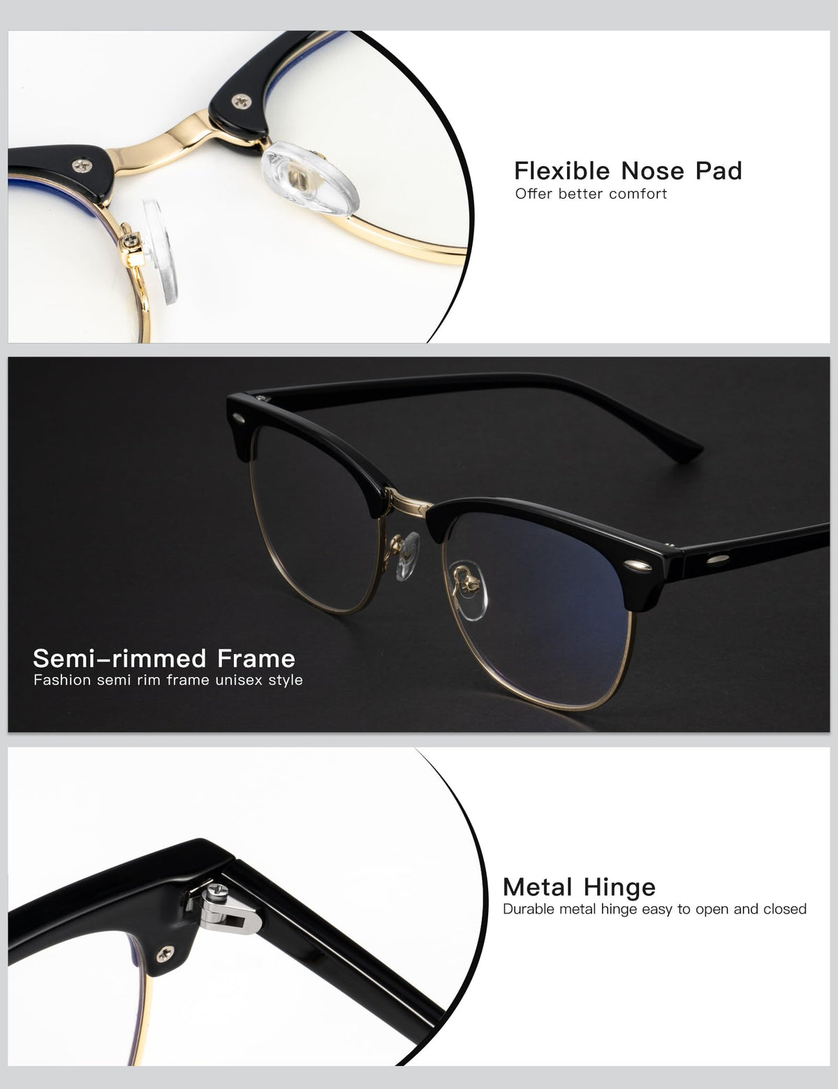 ANYLUV Blue Light Glasses Men Anti Eyestrain Lightweight Computer Gaming Blue Light Blocking Glasses for Women (2 Pack)