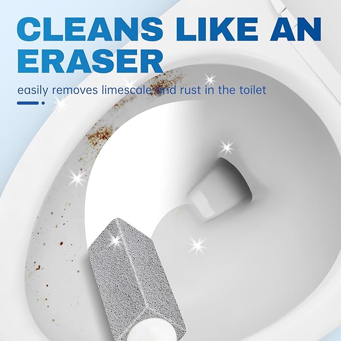 Vacplus Toilet Brush - Toilet Bowl Cleaners with Extra Long Handle, 100% Pumice Stone for Toilet Cleaning, Remove Limescale, Rust, Cleaning Supplies for Toilet, Pool, Bathroom, Sink, 4 Pack