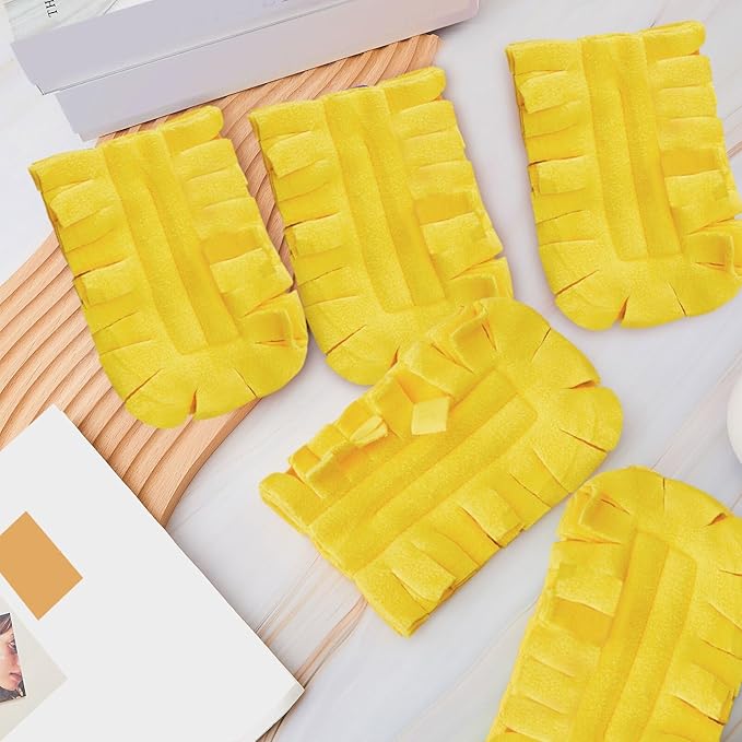 Zubebe 12 Pcs Duster Refill Reusable Fleece Duster Refills Feather Flat Dusters Multi Surface Washable Cleaning Pads Tools for Home, Blinds, Car, Pet, Furniture, Fans (Yellow)