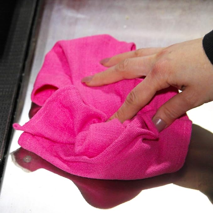 Arkwright Surgical Huck Towels - (Pack of 12) Lint Free & Highly Absorbent Pre-Treated Cotton Cleaning Cloths, Perfect for Medical, Auto Detailing, Window Glass, and Shop, 16 x 26 in, Pink