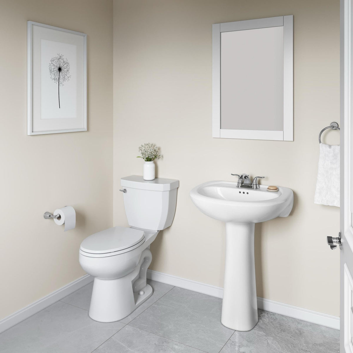 PROFLO PF4004 Lisbon Valley 24" Oval Vitreous China Pedestal Bathroom Sink with Overflow and 3 Faucet Holes at 4" Centers - White