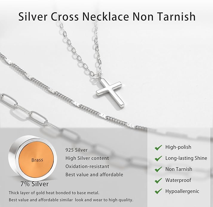 Layered Gold Necklaces for Women, Stackable Dainty 14K Gold Silver Plated Trendy Simple Heart Diamond Cross Bow Circle Pendant Paperclip Choker Dot Chain Necklace,Jewelry Set Gifts for Women