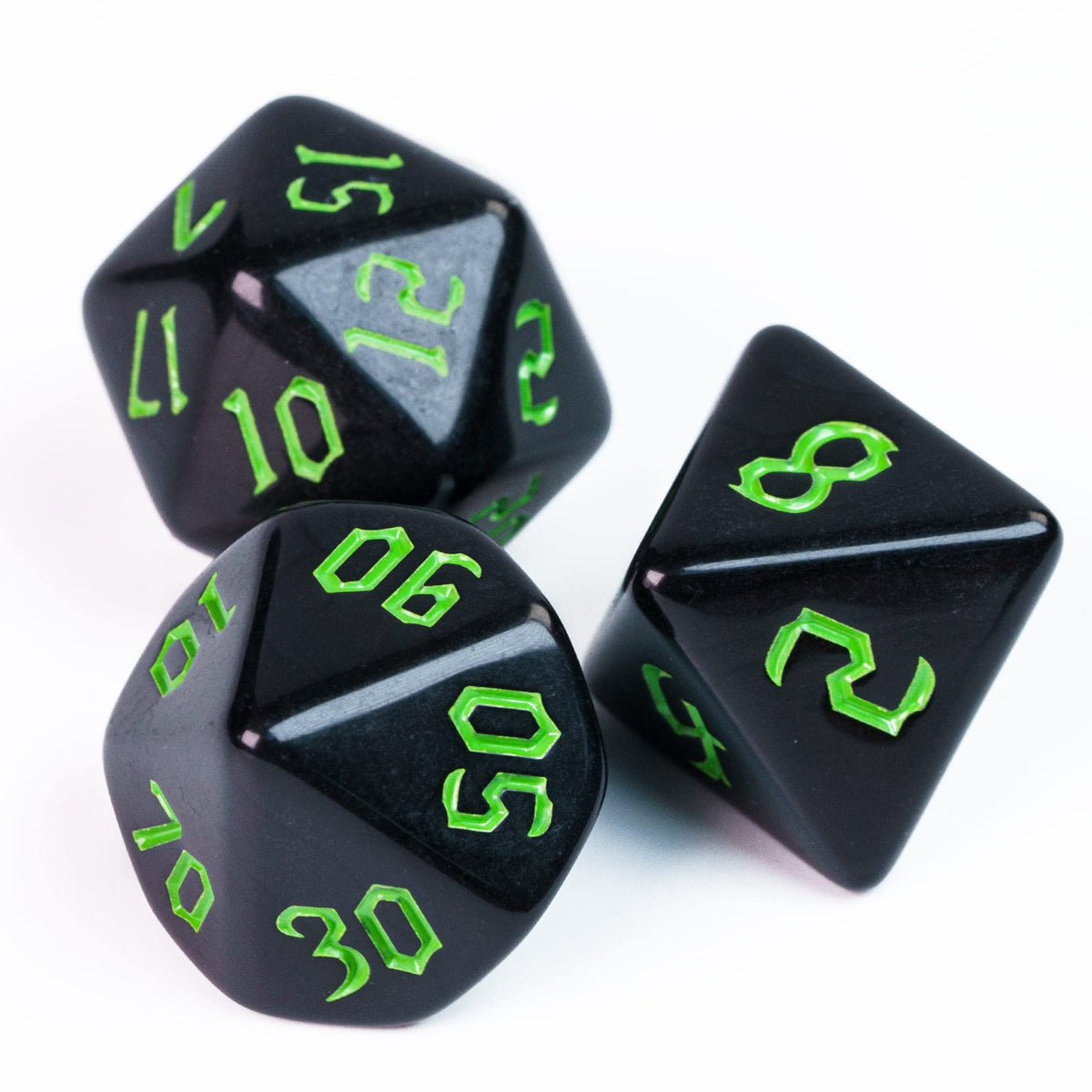 Poludie 7-Die DND Dice Set Polyhedral Dice Set with a Leather Dice Bag, D&D Dice Set for Dungeons and Dragons, RPG Table Games (Black)