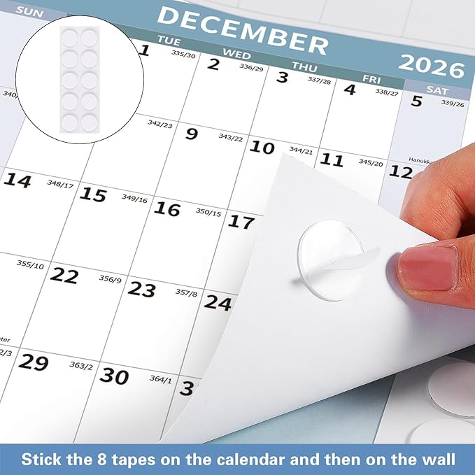 2026 Wall Calendar 34.8" x 22.8" Large Vertical Yearly Wall Hanging Calenda with Julian Date Thick Paper Calendar 12 Month Annual Wall Planner for Wall Office Fridge(Light Blue)