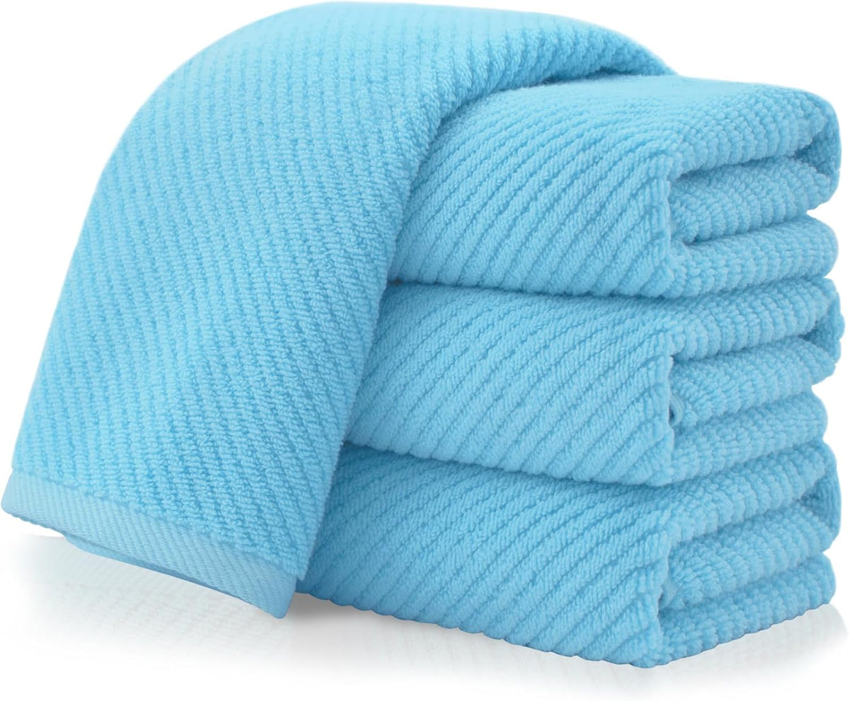 VOOVA & MOVAS Hand Towels for Bathroom Set of 4ï¼Large 18"x 28" - 100% Cotton | Lightweight | Thick | Quick Dry | Soft | Absorbent, Bath Hand Towels, Bathroom Essentials, Blue