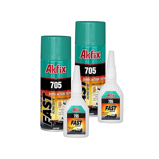 Akfix 2-Pack 400ml 705 Fast Adhesive CA Glue (3.50 oz.) with Activator (13.50 fl oz.) Clear Super Glue Adhesive and Accelerator Spray - 2 Pack
