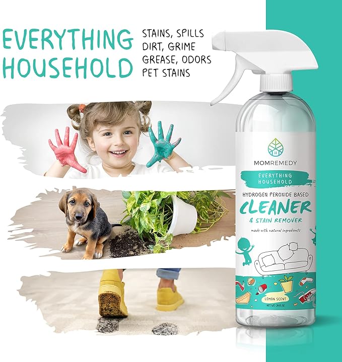 MOMREMEDY Hydrogen Peroxide All Purpose Cleaning Spray | Multipurpose Home Cleaner | Fabric and Laundry Stain Remover | All Surface Kitchen and Bathroom | Non Toxic