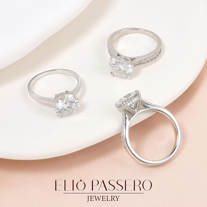 Moissanite Engagement Rings for Women,Promise Rings 925 Sterling Silver with 18K Yellow/White Gold Plated,D Color VVS1 Wedding Band Moissanite Ring 0.5/1/1.5/2/3/4CT