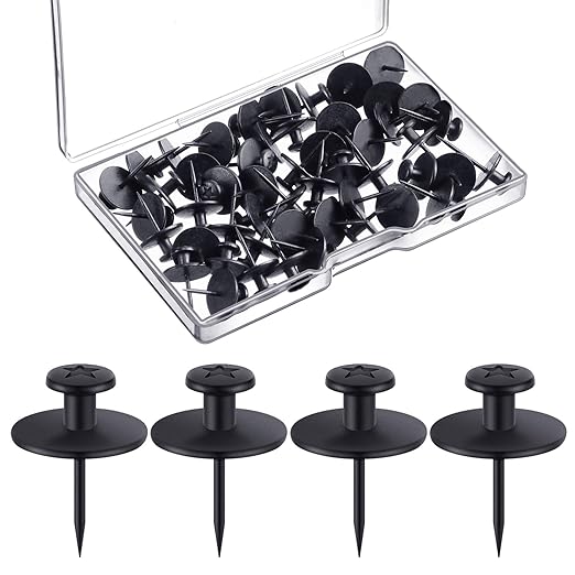 Push Pins Picture Hangers Double Headed Thumb Tacks Wall Hooks for Wall Hangings Picture Hangers Nails Small Photo Hanging Hook Pins for Home Office Photo Decor(Black,80 Pieces)