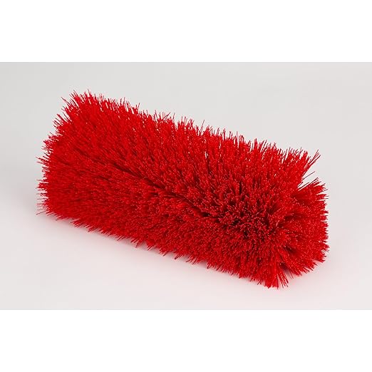SPARTA Multi-Level Tile Scrub Brush 12" Wide Brush Head, Heavy-Duty Tile Cleaning Brush with End Bristles for Commercial Tiles, Tubs and Floor, Plastic, 12 Inches, Red