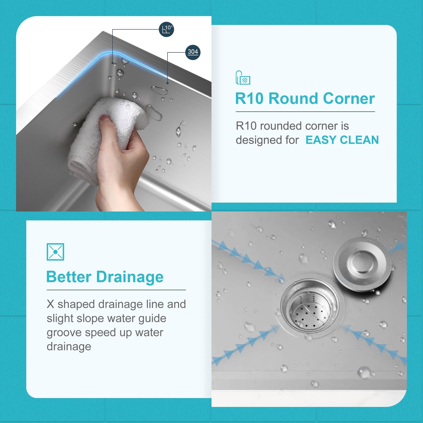 Bathenum 22" x 18" Drop in Kitchen Sink 304 Stainless Steel Single Bowl Topmount Kitchen Sink with Drain Kit and Bottom Grid, Brushed
