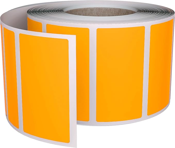 Royal Green Rectangular Color Coding Sticker Roll - Write On Labels for Folders & Organizing, 1.57" x 0.75" Stickers to Write On Name Tags for Office Supplies & Organization, 500-Pack (Neon Orange).