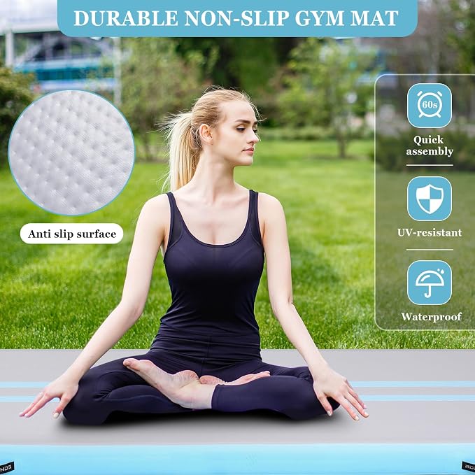 Inflatable Air Gymnastics Mat 10ft/13ft/16ft Tumbling Mats Training Mat Tumble Track Mats with Electric Air Pump for Home/Gym/Cheerleading/Beach/Outdoor Exercise (4 inches Thick)