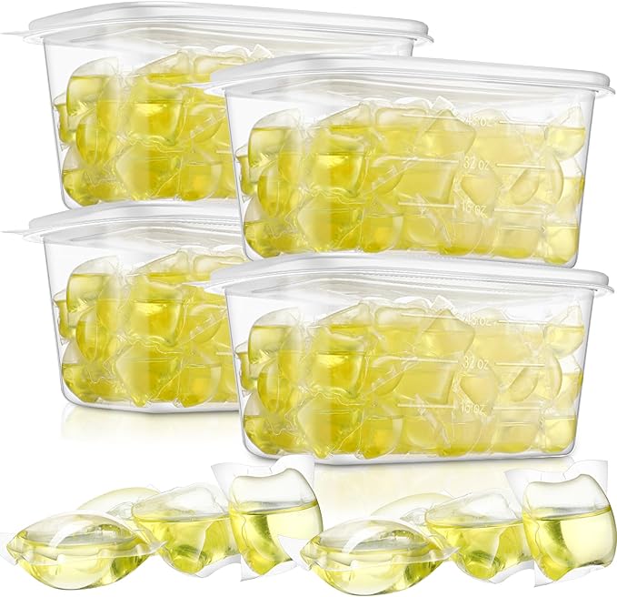 400 Pcs Laundry Detergent Soap Pods Bulk Anti Sensitive Laundry Pods Scented Washing Machine Pacs Packs with Clear Container Stain and Odor Removal, Ultra Concentrated,Plant Ingredient