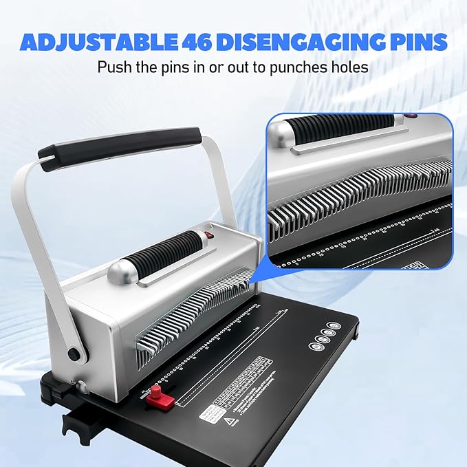Coil Spiral Binding Machine,46 Holes Spiral Coil Binder with Electric Coil inserter,Manual Book Maker Punch Binder with 100pcs Plastic Coil and Plier