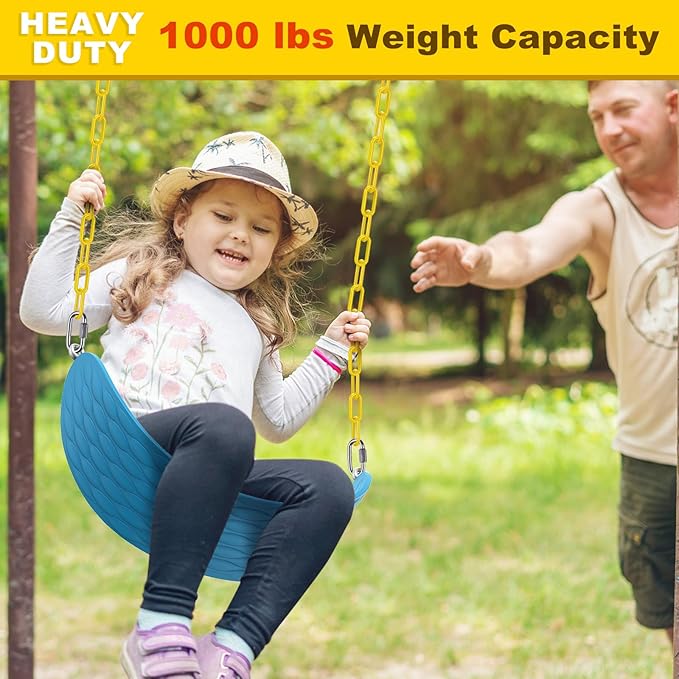 BeneLabel 2Pcs 100" Coated Swing Chain with Carabiners 1000 LBs Capacity Heavy Duty Hanging Chains Porch Swing Chains with Hooks Yellow Chain for Hammock Chairs, Tree Swing, Hanging Chair, Heavy Bags