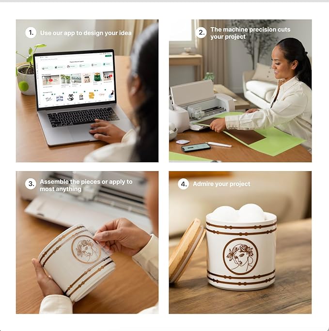 Cricut Explore 4 - Smart Cutting Machine (Seashell) | Engagement Bundle - Includes Smart Vinyl, Cardstock, Transfer Tape, Iron On HTV, Mat, Pens, Tool Kit, & 25 Images in Design Space App