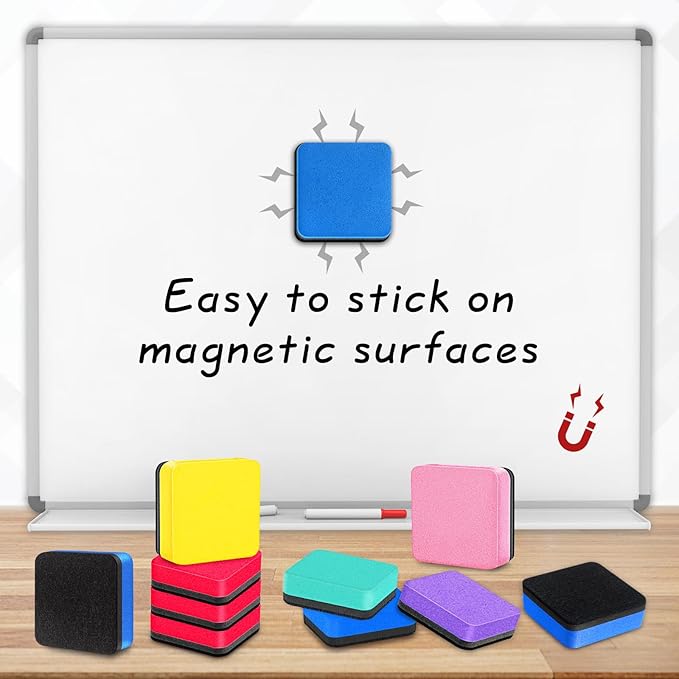 200 Pack Dry Erase Erasers, Mini Magnetic Dry Erase Eraser Bulk, Square 6 Colors White Board Dry Erasers, Ideal Chalkboard Cleansers, Perfect for Kids Classroom, Home and Office (1.97 x 1.97 Inch)