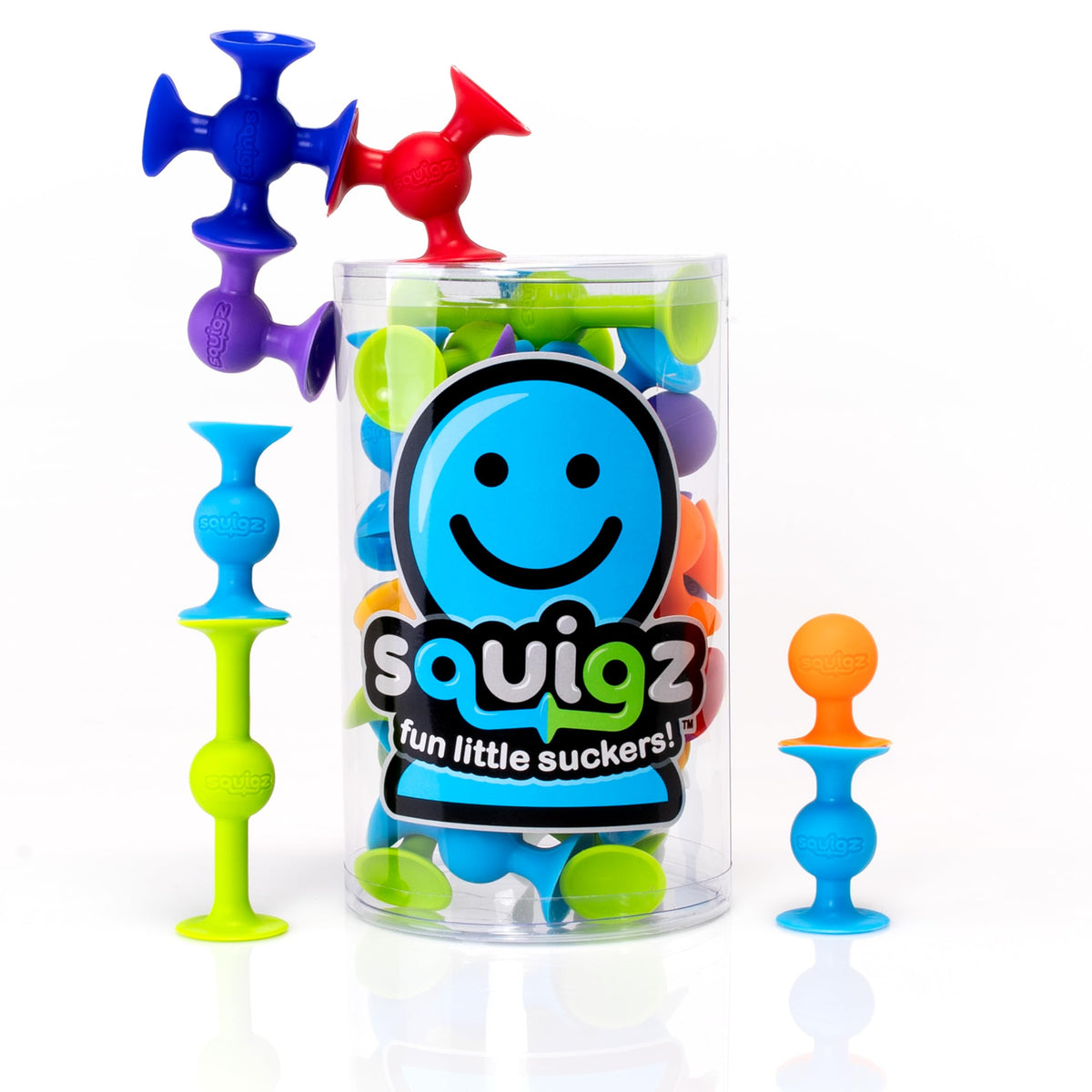 Fat Brain Toys Squigz Starter Set, 24 Piece Suction Bath Toys, Sensory Toys for Kids 3 and Up