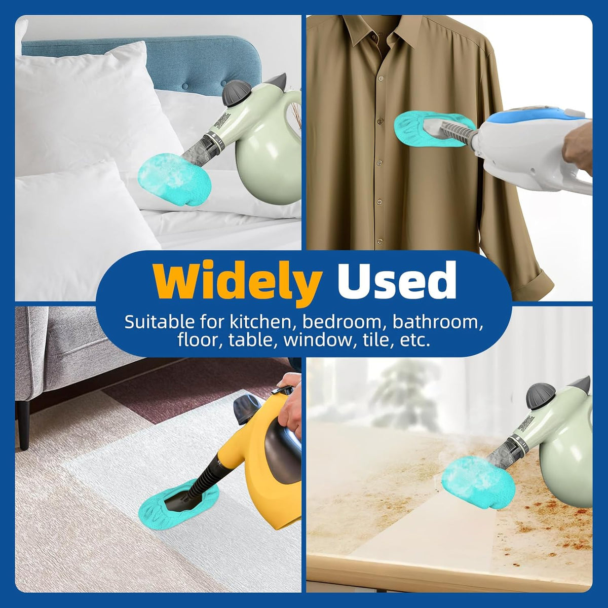 LOVECO 10 Pack Universal Steam Cloths for Handheld Steam Cleaner, Compatible with Bissell Steam Shot, Comforday, Wagner Spraytech etc - Reusable Washable Microfiber Rags - Peacock Blue