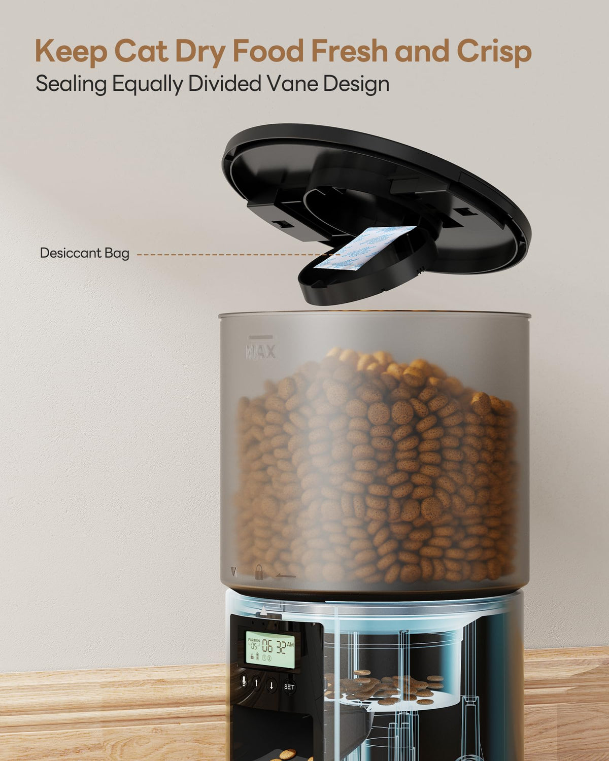Automatic Cat Feeder Food Dispenser: 4L Timed Small Dog Dry Food Dispenser with 10s Voice - Distributeur Nourriture Chat Hund Programmable - Auto Pet Feeder with 1-6 Meals Per Day