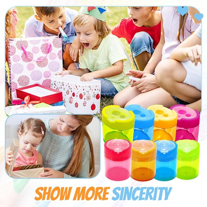 4 Pcs Pencil Sharpeners with Lid, 2025 New Small Dual Hole Manual Pencil Sharpener, Colored Handheld Pencils Sharpener for Classroom Home Office Back to School Supplies (Oval)