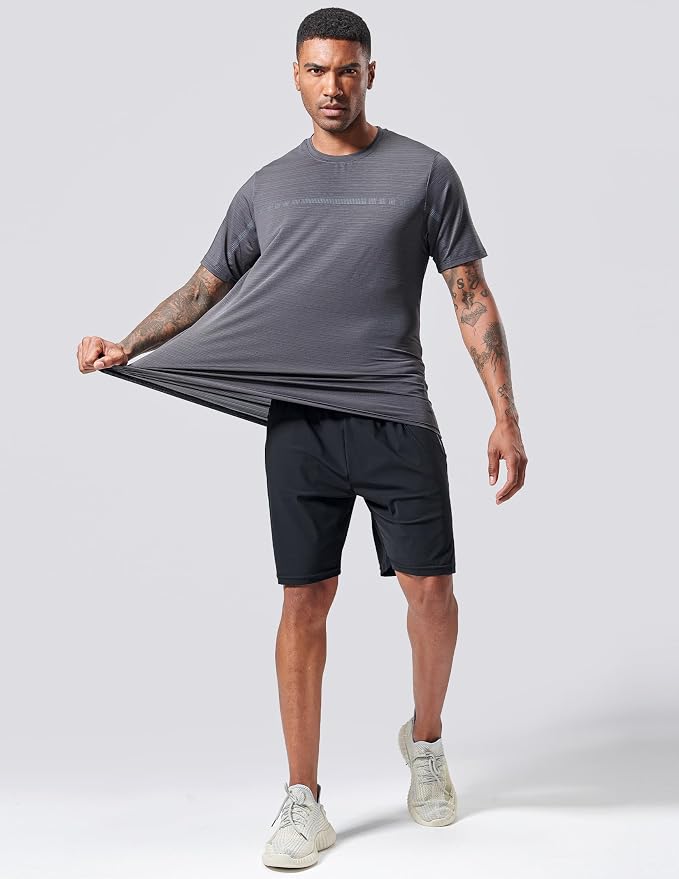 5 Pack Men’s Active Quick Dry Crew Neck T Shirts | Athletic Running Gym Workout Short Sleeve Tee Tops Bulk