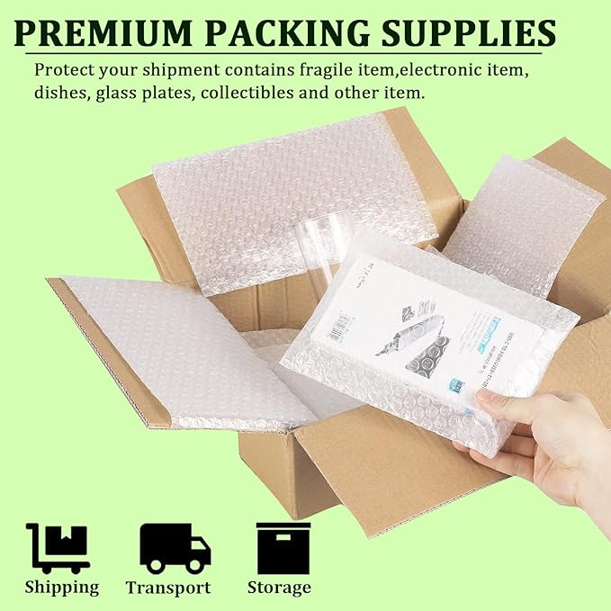Clear Bubble Out Bags Pouches 14x18 Inch, 20 PCS Moving Supplies for Dishes, Double Walled Shockproof Bubble Cushion Wrap Bags for Storage, Shipping, Packing Supplies for Fragile Items