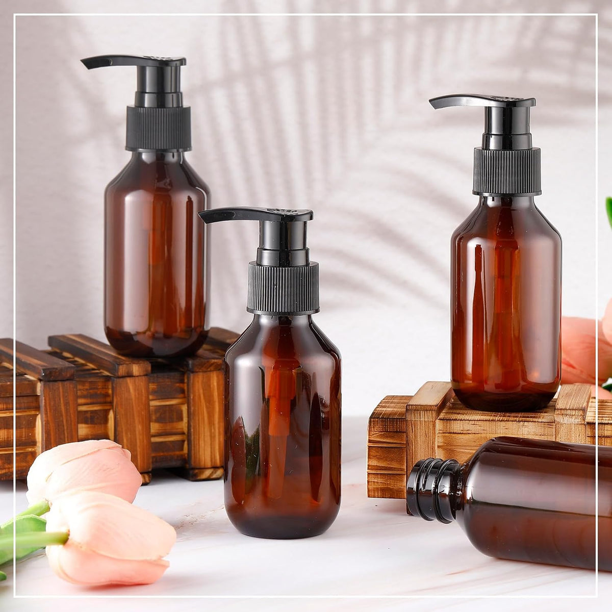 Tessco for you 12 Pack Amber Soap Dispenser Empty Plastic Pump Bottles Dispenser Refillable Shampoo Container for Hand Sanitizer Soap Lotion Body Wash Conditioner Bathroom Kitchen Travel(3.4 Oz)