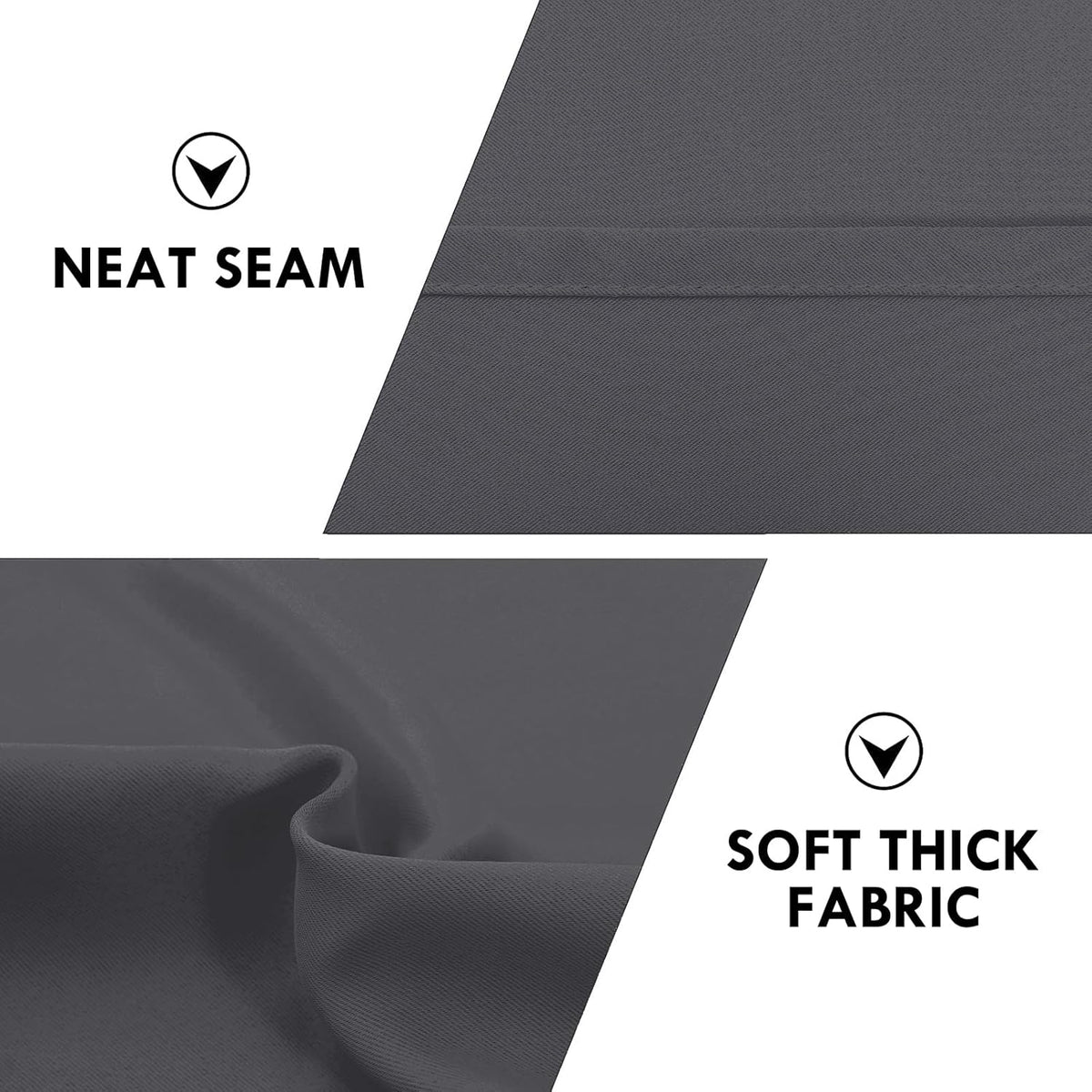 DWCN Blackout Curtains for Bedroom 63 Inch Length 2 Panels Set, Solid Thermal Insulated Energy Saving Rod Pocket Window Treatment Curtains Blackout Drapes (W52 x L63 Inch, Dark Grey)