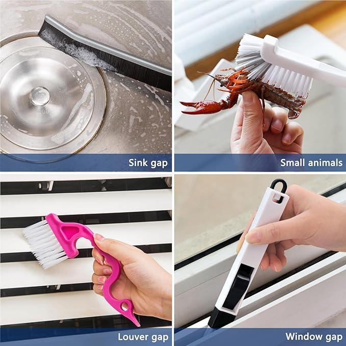 14Pcs Small Crevice Cleaning Brush Set, Groove Gap Cleaning Tool for Cleaning Kitchen,Bathroom, Corner, Sink,Door,Window Track,Cup