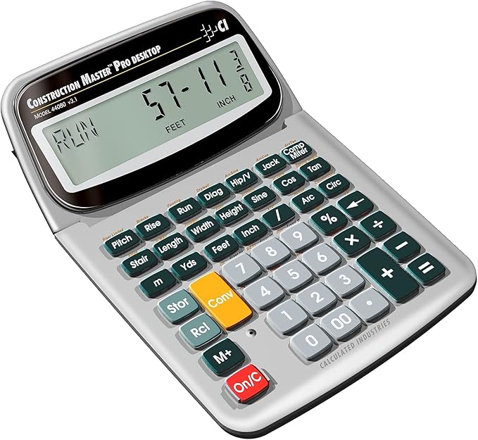 Calculated Industries 44080 Construction Master Pro-Desktop Advanced Construction Math Feet-Inch-Fraction Calculator with Trig Tool for Architects, Estimators, Contractors, Builders and Remodelers