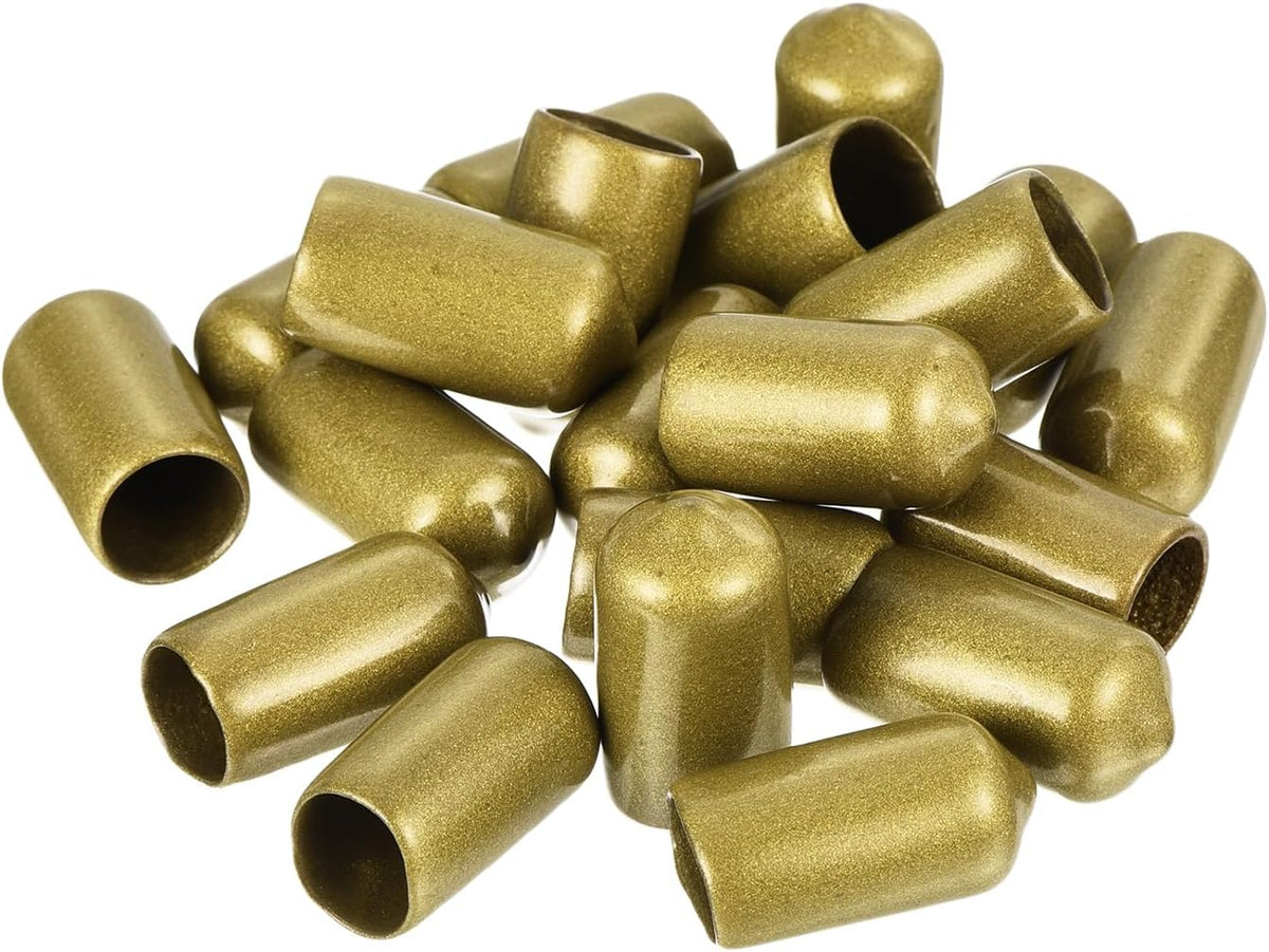 uxcell 20pcs Rubber End Caps 10.5mm ID Vinyl Round Tube Bolt Cap Cover Thread Protectors Gold