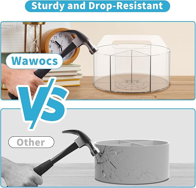 Rotating Art Supply Organizer 2 Pcs - Clear Marker & Colored Pencil Organizer with Acrylic Lazy Susan Desktop Holder