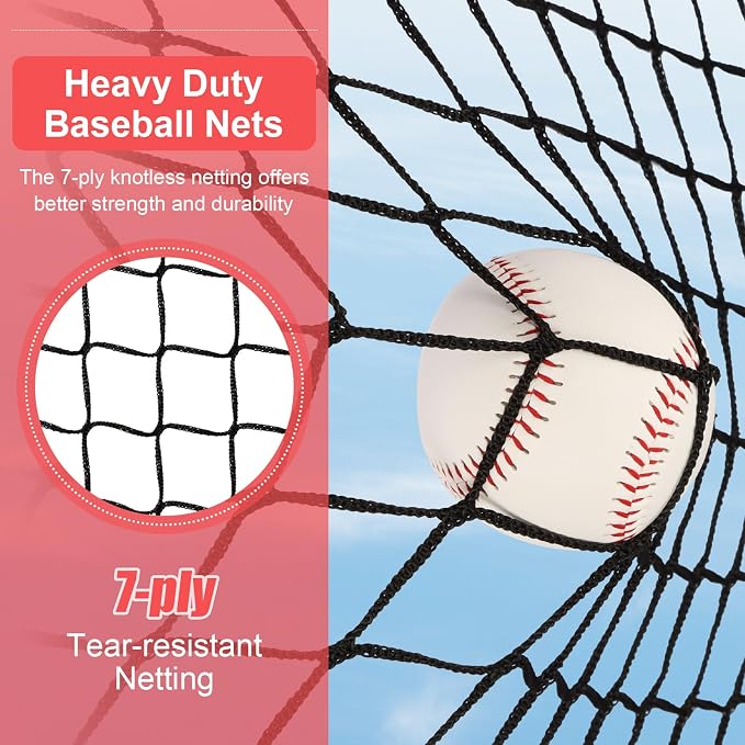 6'X6' Baseball Softball Practice Net,Pitching Net,Batting Net,with Bonus Strike Zone,Target and Bow Frame,for Hitting,Pitching,Catching
