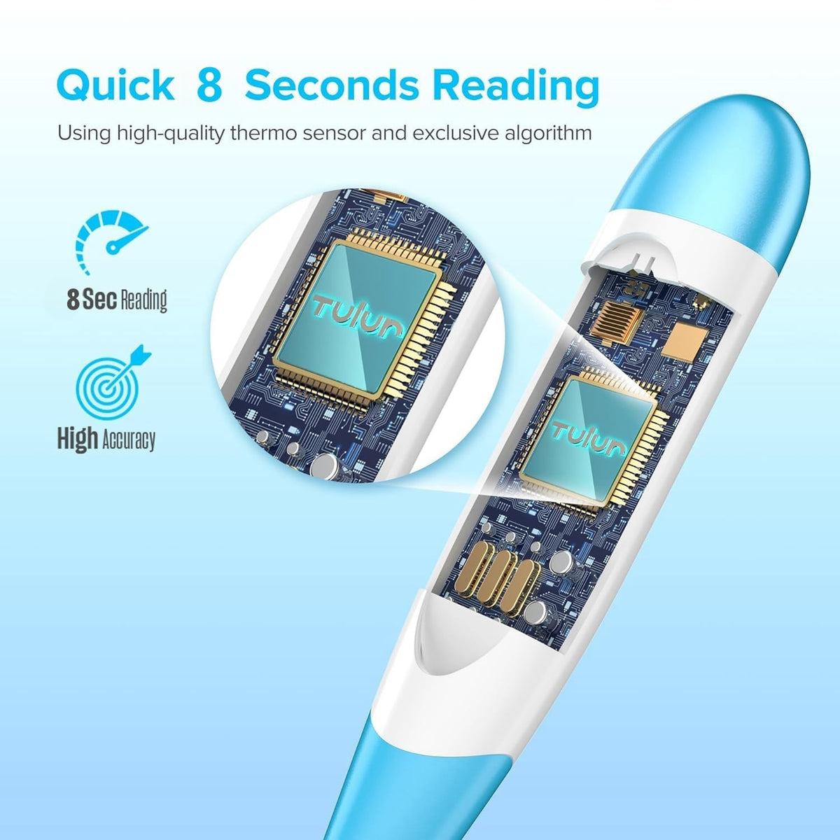 Thermometer for Adults and Kids with 8 Seconds Fast Accurate Reading, Acctrate & Safe-Baby Thermometer for Oral, Rectal or Under Arm Use, Large LCD Display with Fever Alarm
