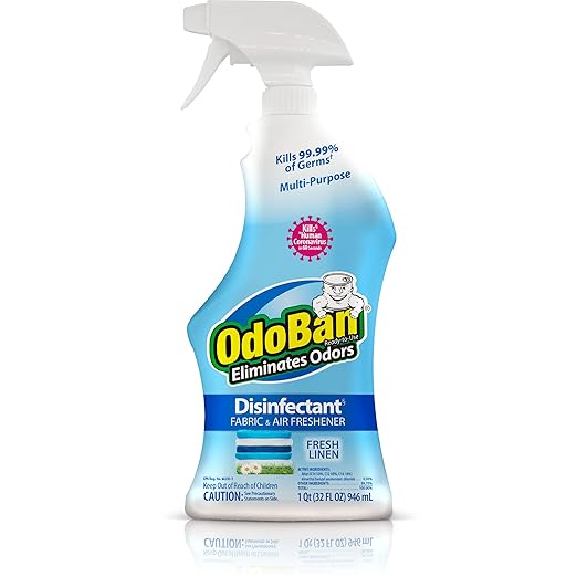 OdoBan Ready-to-Use Disinfectant and Odor Eliminator, Made in the USA, Fresh Linen Scent, 32 Ounce Spray Bottle