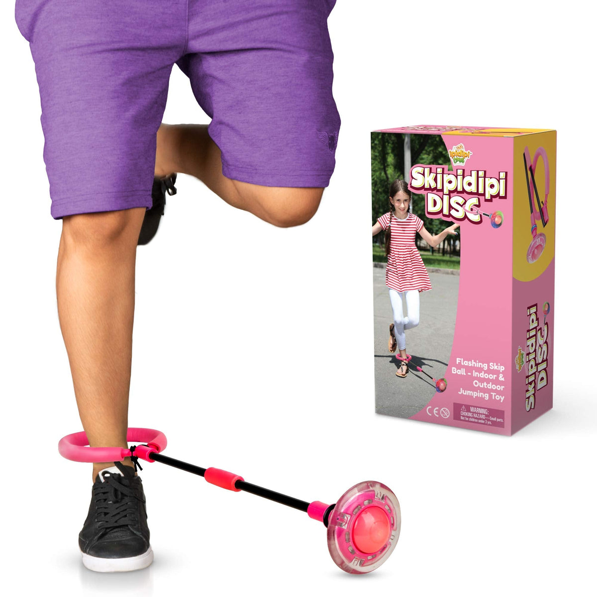 IPIDIPI TOYS Ankle Toy - Pink Flashing Retro Jumping Hopper Ball, Ankle Jump Rope Skip Ball - Improve Coordination, Get Exercise The Fun Way - Ideal Retro Birthday Gift for Kids Ages 5-12