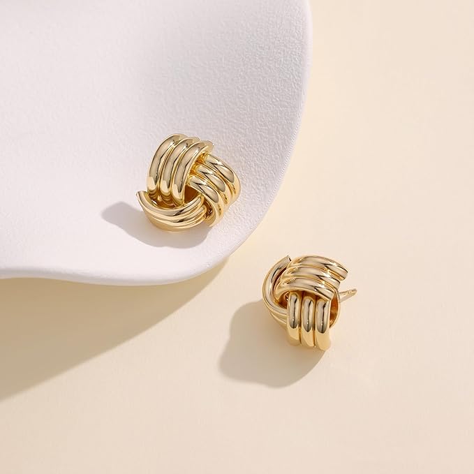 Statement Knot Link Earrings, Chunky Geometric Drop Dangle, Fashion Jewelry for Women