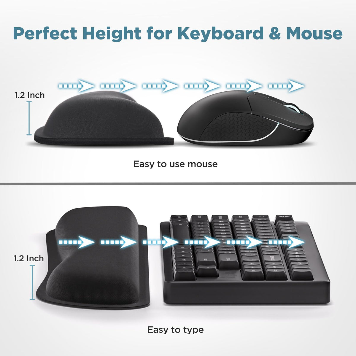 Gimars Upgrade Enlarge Silky Gel Memory Foam Keyboard Wrist Rest, Wrist Rest for Computer Keyboard, Ergonomic Design for Typing Pain Relief, Mousepad Rests, Wrist Support for Office, Gaming, Black
