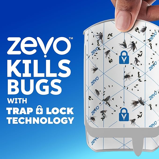 Zevo Flying Insect Trap Refill - for The Zevo MAX & Standard Indoor Fly Trap - Catch Gnats, House & Fruit Flies - Easy to Use - Mess-Free Disposal (8 Refill Cartridges)