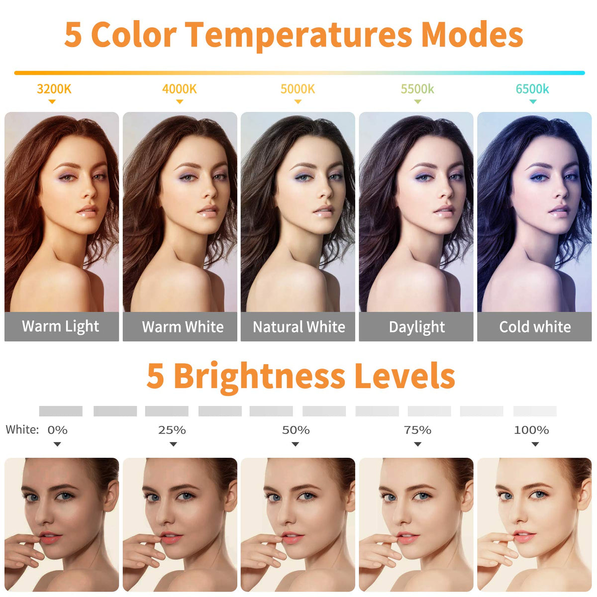 Video Conference Lighting Kit, Ring Light Clip on Laptop Monitor with 5 Dimmable Color & 5 Brightness Level for Webcam Lighting/Zoom Lighting/Remote Working/Self Broadcasting and Live Streaming, etc.