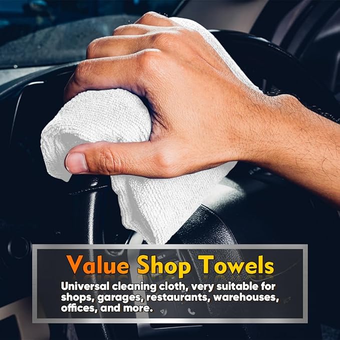 HOMEXCEL White Shop Towels 100 Pack, Reusable Microfiber Towels for Cars, Bulk Multipurpose Microfiber Cleaning Cloths, Lint Free Cleaning Rags for Car, House and Kitchen, 11.5 x 11.5 inch