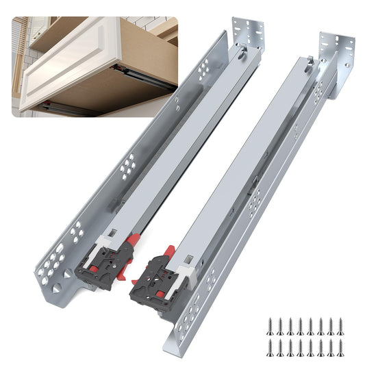 Ubisin Undermount Drawer Slides 12 Inch 1 Pair, Soft Close Full Extension Drawer Slides Bottom Mount with Rear Mounting Bracket and Locking Devices, Hidden Under Mount Tracks 100lb Load Capacity
