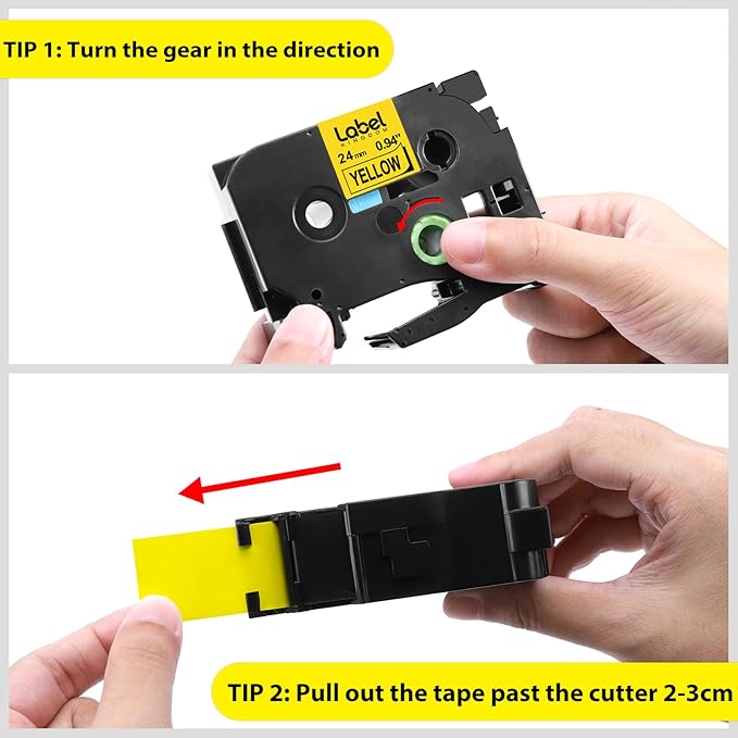 Label KINGDOM TZe-651 24mm Yellow Label Tape Replacement for Brother P-Touch TZ-651 1 Inch Black on Yellow TZ Tape 24mm 0.94 Laminated Yellow Compatible with Brother PTD600 PTD610AD PTP710BT, 3-Pack