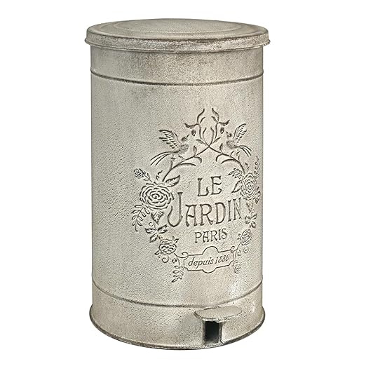 Retro Outdoor Trash Can with Lid 17L/4.5 Gallon Waste Container with Pedal Garbage Poop Bin Kitchen Waste Bins Touchless Bathroom Garbage Can Room Park Garden Decor