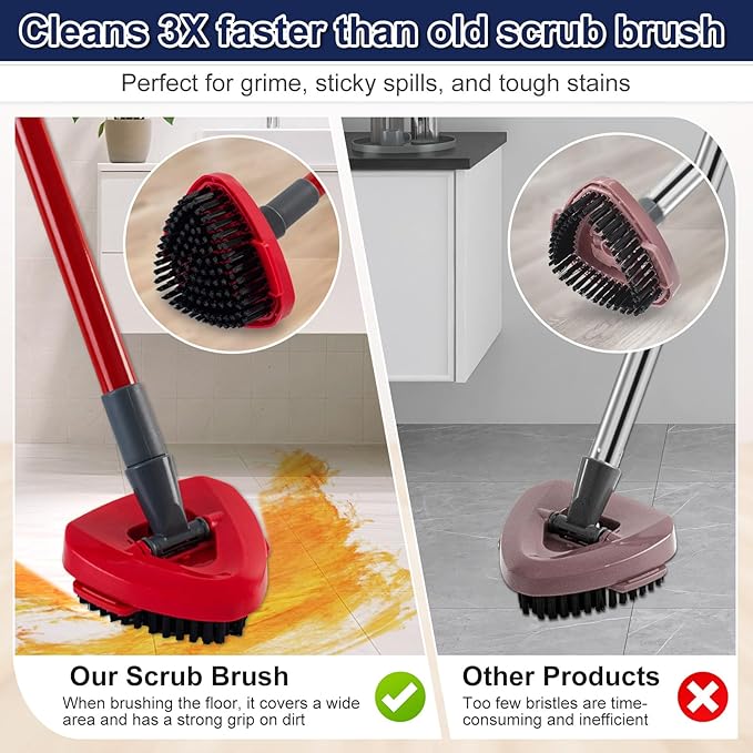 Scrubber Mop Head for Ocedar, Upgrade Scrub Brush for Ocedar, Spin Mop Scrub Brush Head for Ocedar RinseClean 2-Tank, More Bristles Scrub Brush Attachment for Bathroom